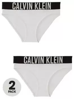 Calvin Klein Girls 2 Pack Bikini Brief - White, Size Age: 10-12 Years, Women