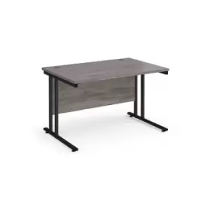 Maestro 25 straight desk 1200mm x 800mm - Black cantilever leg frame and grey oak top