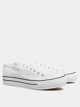 Yours Clothing Canvas Flatform Trainer - White, Size 7, Women