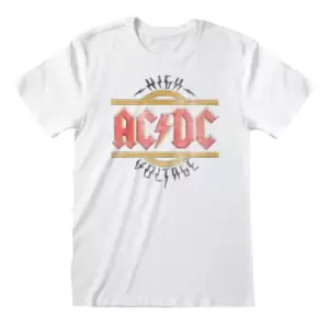 AC/DC Unisex Adult High Voltage Vintage T-Shirt (S) (White)