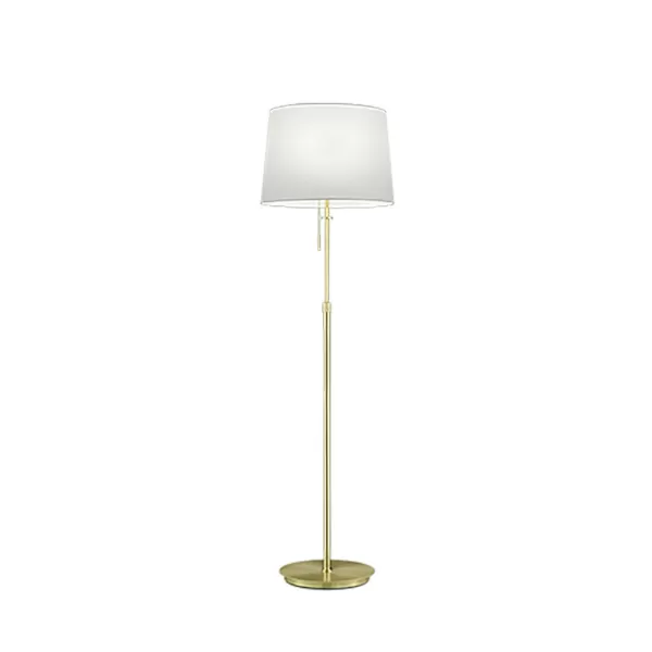 Lyon Modern 3 Light Floor Lamp with Shade Brass Matt