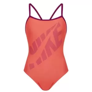 Nike Logo Racer Back Swimsuit Womens - Orange