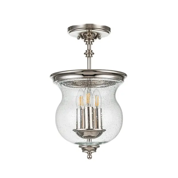 Feiss Feiss Pickering Lane 3 Light Glass Semi-Flush Ceiling Light - Polished Nickel