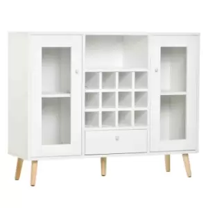 Homcom Sideboard Cabinet Kitchen Cupboard With Glass Doors, Drawer & Wine Rack