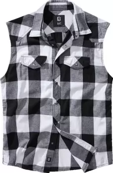 Brandit Checkshirt sleeveless Shirt, black-white, Size L, black-white, Size L