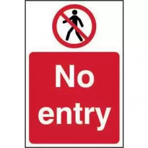 No Entry sign 200 x 300mm. Manufactured from strong rigid PVC and is