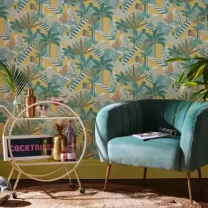 Envy - Vacay Citron Yellow Floral Wallpaper - Yellow