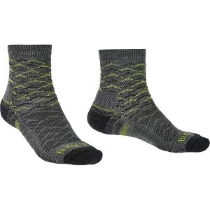 Bridgedale HIKE Lightweight Merino Performance Ankle Pattern Mens - Medium Grey / Lime