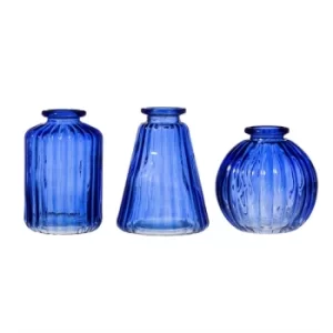 Coballt Blue Glass Bud Vases (Set Of 3)