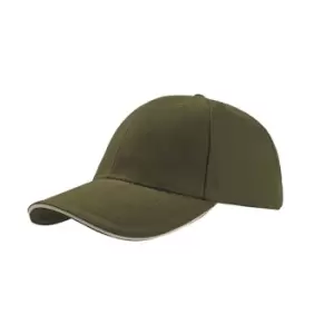 Atlantis Liberty Sandwich Heavy Brush Cotton 6 Panel Cap (One Size) (Olive)