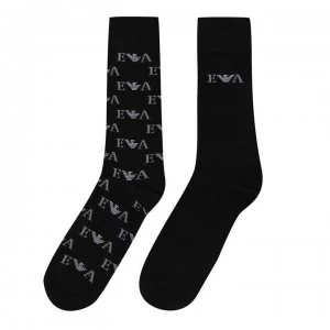 Emporio Armani 2 Pack Printed Socks Black