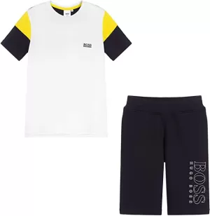 Hugo Boss Logo T-Shirt and Bermuda Shorts Set White/Black Size 6 Years Boys