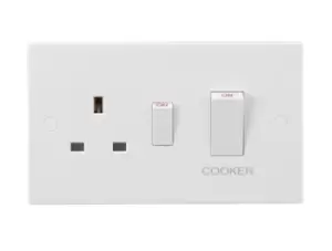 KnightsBridge 45A DP Cooker Switch and 13A Socket (White Rocker)