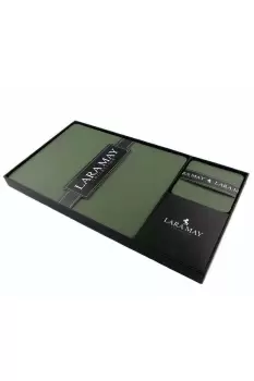 Set of 6 Olive Green Recycled Leather Placemats and 6 Leather Coasters