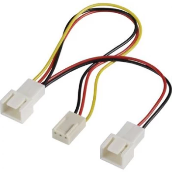 PC fan Y cable [2x PC fan plug 3-pin - 1x PC fan socket 3-pin] 15.00cm Black, Red, Yellow Akasa