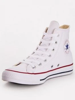 Converse Chuck Taylor All Star Leather Hi Top, White, Size 7, Women