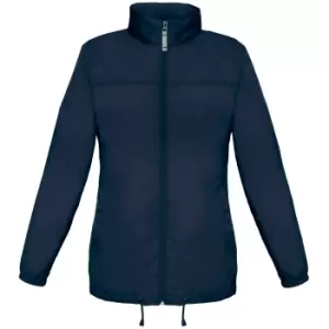 B&C Womens/Ladies Sirocco Lightweight Windproof, Showerproof & Water Repellent Jacket (2XL) (Navy Blue)