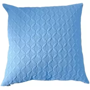 Ultrasonic Blue Quilted Embossed Cushion Cover, 80 x 80cm - Blue - Blue - Homescapes