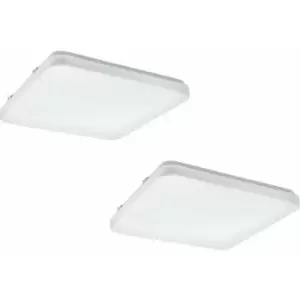 Loops - 2 pack Wall Flush Ceiling Light White Shade White Plastic Crystal Effect led