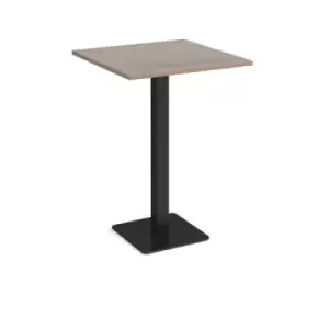 Brescia square poseur table with flat square Black base 800mm - barcelona walnut