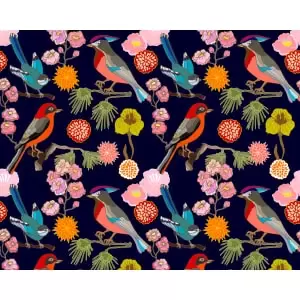 Origin Murals Floral Birds Ink Wall Mural - 3.5m x 2.8m