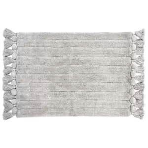 Ribbed Tassel Bath Mat Grey