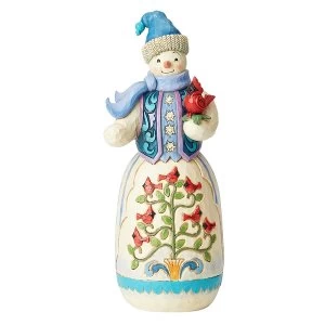 Snowman with Cardinals Figurine