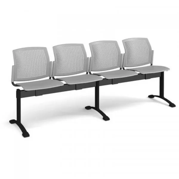 Santana Perforated Back Waiting Room Beam Seating - 4 Seater - Grey