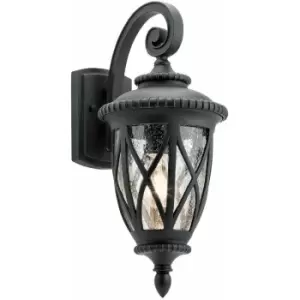 Outdoor IP44 1 Bulb Wall Light Lantern Textured Black LED E27 60W d01591