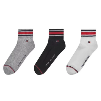 Tommy Bodywear 3 Pack Sports quarter Socks Mens - Blk/White/Gry