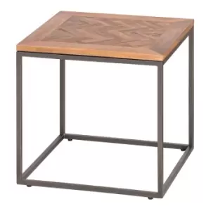 Hill Interiors Hoxton Collection Side Table with Parquet Top in Brown