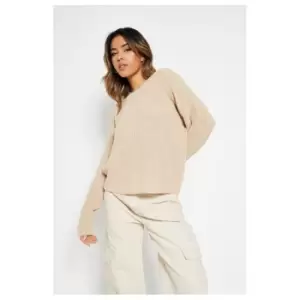 I Saw It First Crew Neck Knitted Jumper - Brown