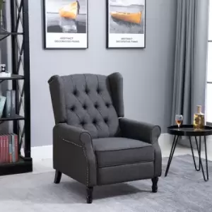 HOMCOM 160 Degree Manual Reclining Armchair With Retractable Footrest Adjustable Deep Grey