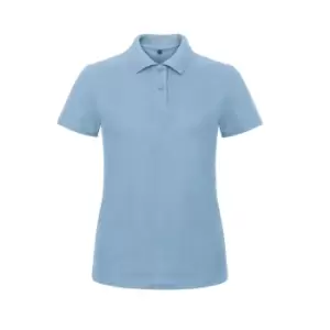 B&C Womens/Ladies ID.001 Plain Short Sleeve Polo Shirt (S) (Light Blue)