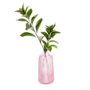 Tall Fluted Glass Vase (Pink)