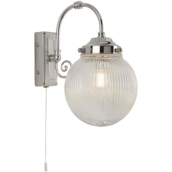 Searchlight Belvue - 1 Light Bathroom Chrome, Glass Shade IP44, E14