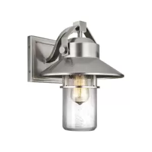 Outdoor IP44 1 Bulb Wall Light Lantern Painted Brushed Steel LED E27 60W d00635