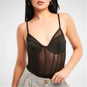 Missguided Petite Mesh Underwire Bodysuit - Black