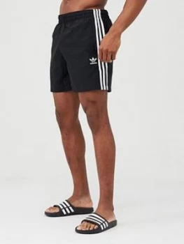 Adidas Originals 3 Stripe Swim Shorts - Black