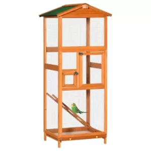 PawHut Wooden Outdoor Bird Aviary Cage - Orange