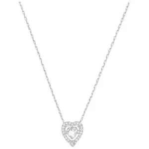 Swarovski Rhodium White Crystal Sparkling Dance Heart Necklace