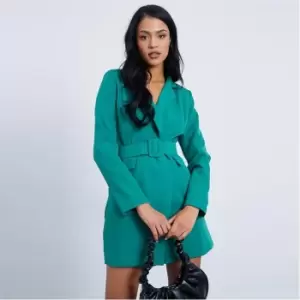 I Saw It First Woven Belted Blazer Mini Dress - Green