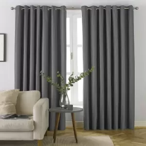 Furn Moon Eyelet Curtains (66in x 90in) (Grey)