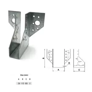 Moderix - Jiffy Timber Joist Hangers Decking Lofts Roofing Zinc Packs - Size 26x115x80x2mm - Pack of 5