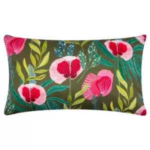 Wylder Nature House Of Bloom Poppy Outdoor Boudoir Cushion Olive