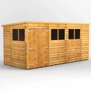 14X6 Power Overlap Pent Double Door Shed