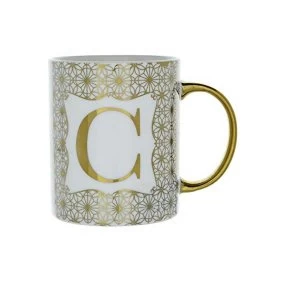 Mug Initial C Patterned Gold