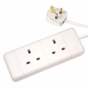 Zexum White 13A Plug 2 Gang 2G Socket Extension Cord Cable Lead