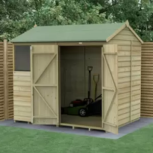 8' x 6' Forest Beckwood 25yr Guarantee Shiplap Double Door Reverse Apex Wooden Shed - Natural Timber