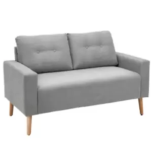 HOMCOM Fabric Upholstery Double Seat Sofa Compact Loveseat Couch Living Room Furniture 2 Seater with Tufted Back Cushions, Grey